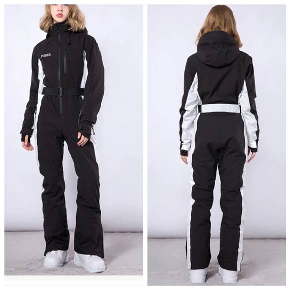 NWOT RAWRWAR One Piece snowsuit black white womens size small (no belt) - Picture 3 of 16